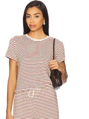 Perfect White Tee Bree Loop Terry Short Sleeve Shorts Set.  
Tee S Shorts M